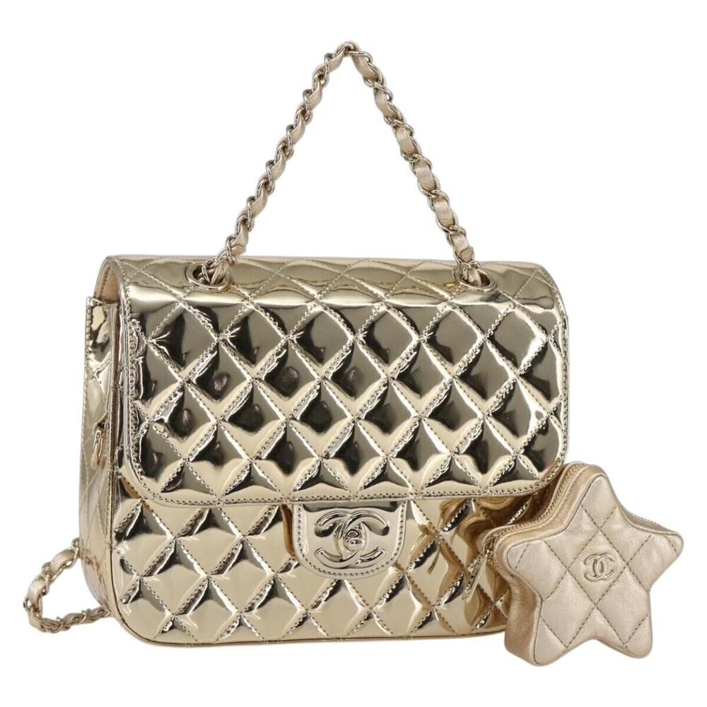 Chanel Hollywood Boulevard Backpack with Star Coin Purse Quilted Metallic Leathe